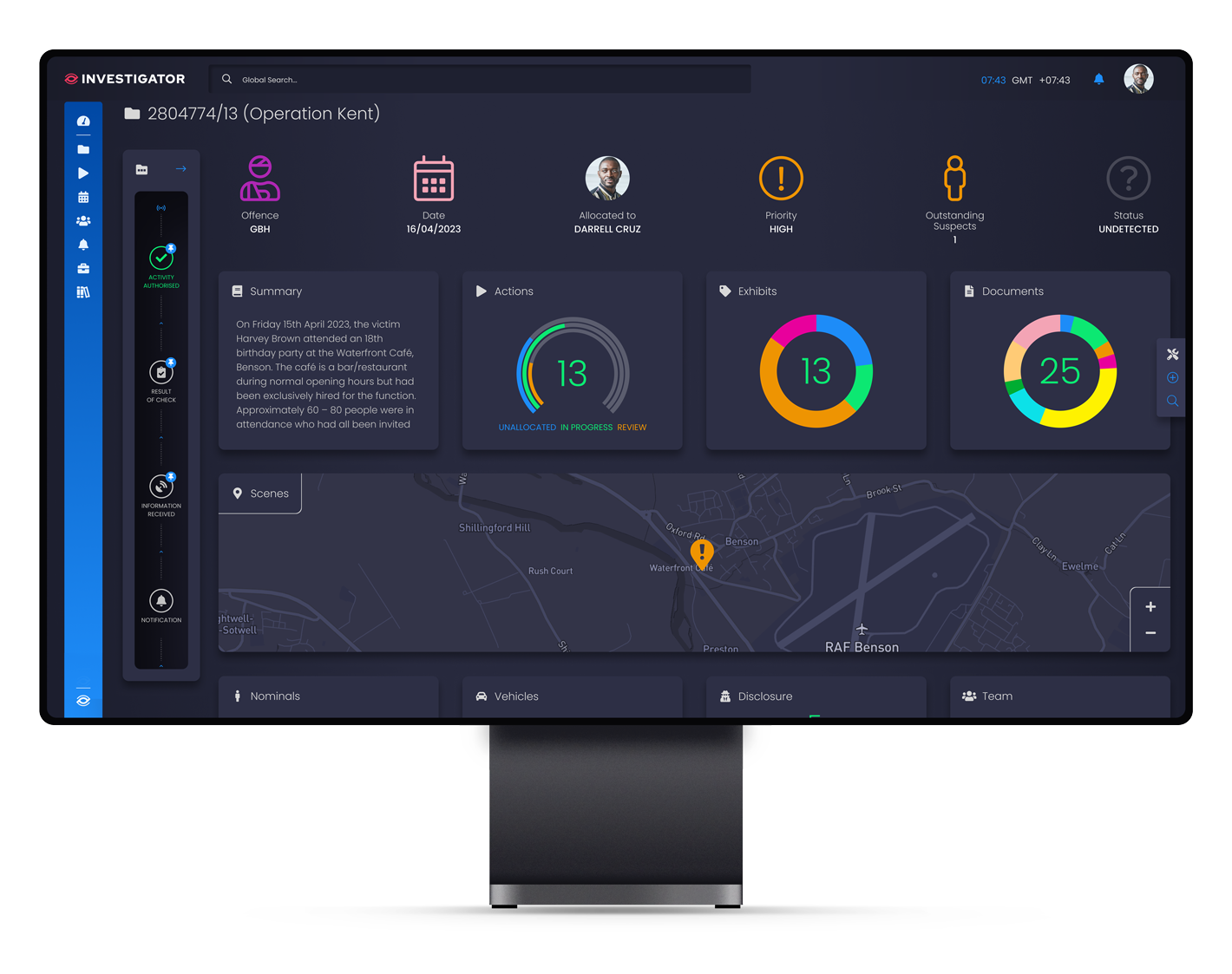 NIMBUS Investigator Dashboard on Screen